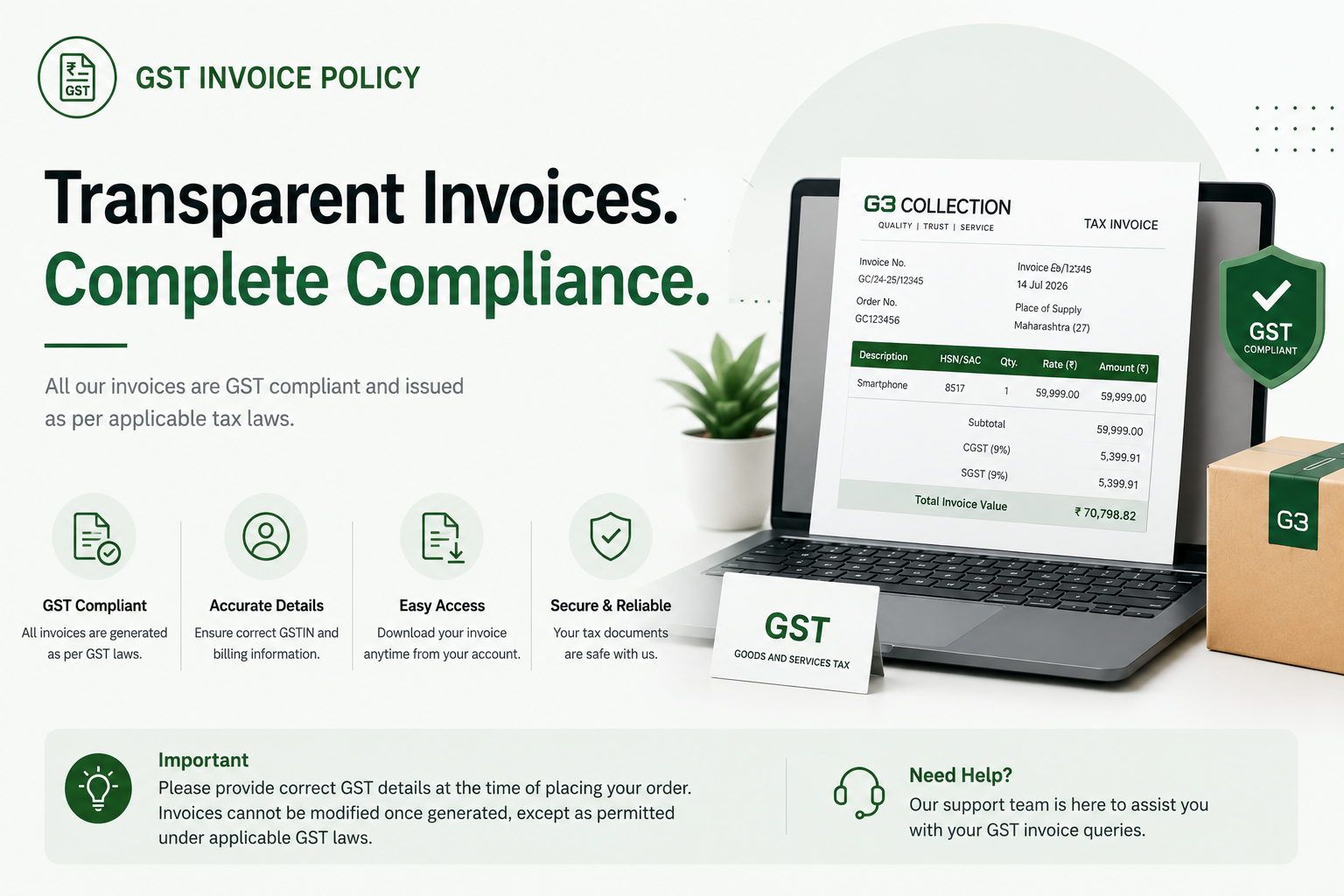 GST invoice policy